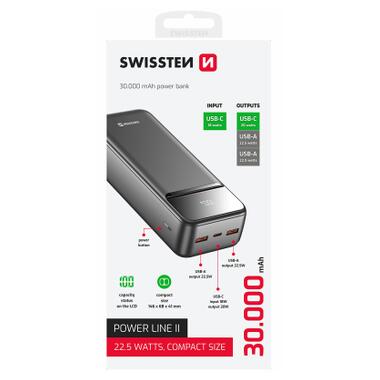 Батарея универсальная SWISSTEN 30000mAh POWER LINE II 22.5W PD QC Black (8595217490635) фото №2