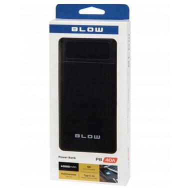 Батарея універсальна Blow 40000mAh, PD/20W, QC/3.0, inp:Micro-USB/USB-C, out:USB-A*2/USB-C, black (PB40AB) фото №4
