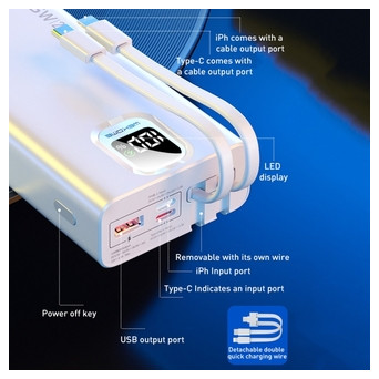 Повербанк WK Wekome Elephant Fast Charging 20000mAh PD20W+22.5W белый (WP-335) фото №2