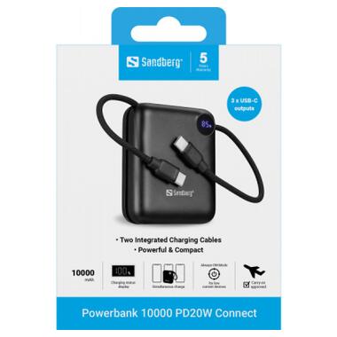 Батарея универсальная Sandberg 10000mAh PD/3.1/20W, QC/3.0, USB-C In/Out, with 2 cables USB-C (421-26) фото №5