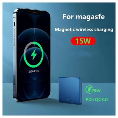УМБ MagSafe wireless power bank JYD-PB14 10000mah |Type-c, Qi, 15/20W, PD/QC| синя фото №8