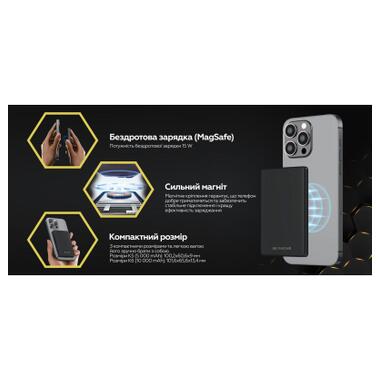 Батарея универсальная BePhone 5000mAh, 15W, MagSafe, grey (BP-K5-GR) фото №6