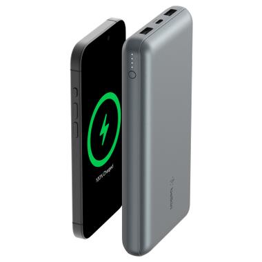 Батарея универсальная Belkin 10000mAh 15W 2xUSB-A, USB-C Gray (BPB011BTGY) фото №7