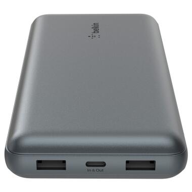 Батарея универсальная Belkin 10000mAh 15W 2xUSB-A, USB-C Gray (BPB011BTGY) фото №3