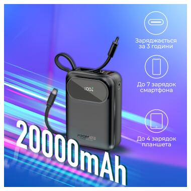 Батарея универсальная Promate 20000mAh PD/35W (powerpod-20.black) фото №3