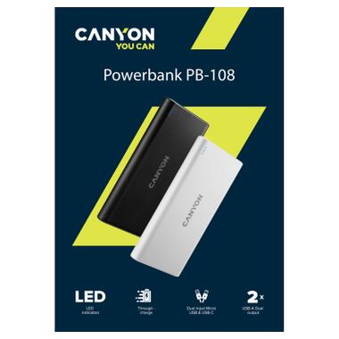 Акумулятор універсальний Canyon PB-108 10000mAh, Input 5V/2A, Output 5V/2.1A(Max), чорний (CNE-CPB1008B) фото №7