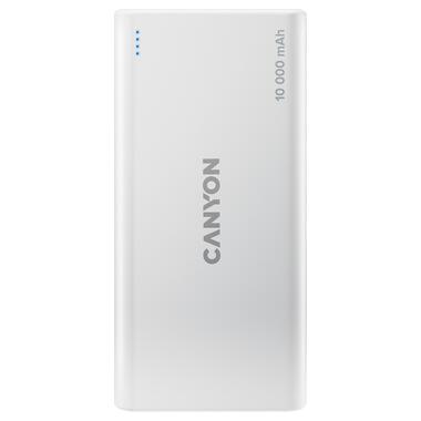 Батарея универсальная Canyon PB-108 10000mAh, Input 5V/2A, Output 5V/2.1A(Max), white (CNE-CPB1008W) фото №1