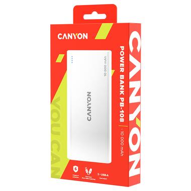 Батарея универсальная Canyon PB-108 10000mAh, Input 5V/2A, Output 5V/2.1A(Max), white (CNE-CPB1008W) фото №4
