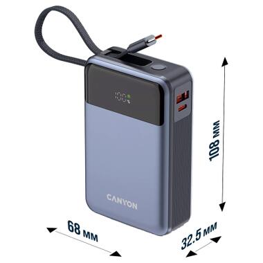Батарея универсальная Canyon 20000mAh OnPower 600 PD/65W built-in cable Dark Grey (CNS-CPB600DG) фото №7