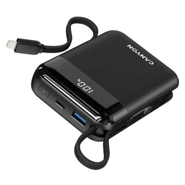 Батарея универсальная Canyon 10000mAh OnPower 104 PD/20W, QC/22.5W built-in cable Black (CNS-CPB104B) фото №4