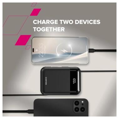 Батарея универсальная Canyon 10000mAh OnPower 104 PD/20W, QC/22.5W built-in cable Black (CNS-CPB104B) фото №10