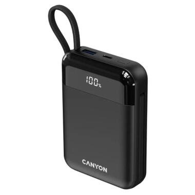 Батарея универсальная Canyon 10000mAh OnPower 104 PD/20W, QC/22.5W built-in cable Black (CNS-CPB104B) фото №2