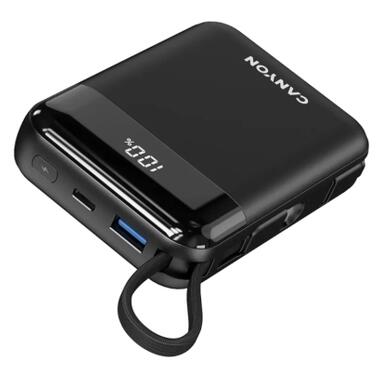 Батарея универсальная Canyon 10000mAh OnPower 104 PD/20W, QC/22.5W built-in cable Black (CNS-CPB104B) фото №3