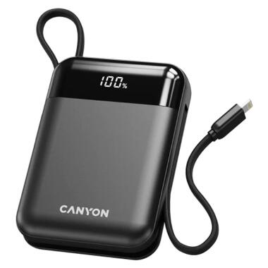 Батарея универсальная Canyon 10000mAh OnPower 104 PD/20W, QC/22.5W built-in cable Black (CNS-CPB104B) фото №1