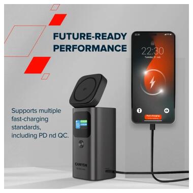 Батарея универсальная Canyon 15000mAh OnPower 150 Qi2 magnetic Grey (CNS-CPB150DG) фото №9