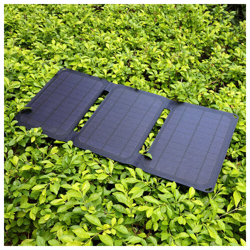 Портативна складна сонячна батарея/зарядний пристрій Soshine SC20W, 20W, 2xUSB, IPX5, Black фото №6