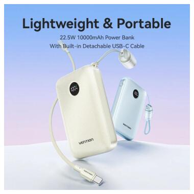 Батарея универсальная Vention 10000mAh 22,5W Fast Charging, USB-A, 2xUSB-C Beige (FKAN0-C) фото №4