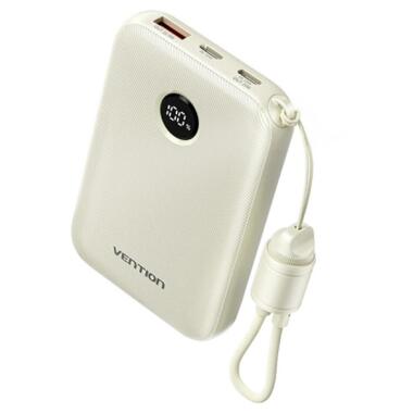 Батарея универсальная Vention 10000mAh 22,5W Fast Charging, USB-A, 2xUSB-C Beige (FKAN0-C) фото №1
