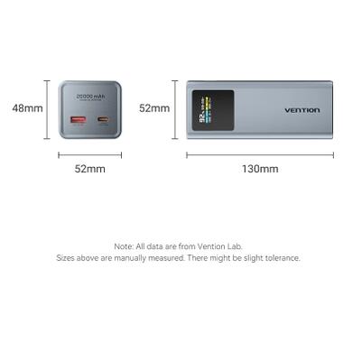 Батарея универсальная Vention 20000 mAh 100W Gray TFT Display Type (FKCH0) фото №2