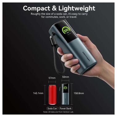 Батарея универсальная Vention 20000 mAh 165W Gray TFT Display Type (FKFH0) фото №12