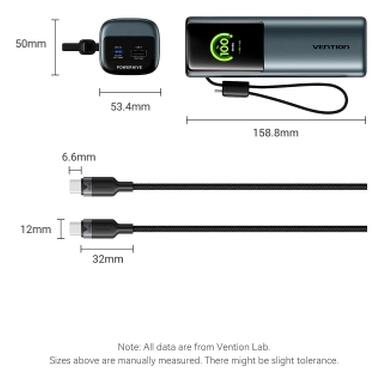 Батарея универсальная Vention 20000 mAh 165W Gray TFT Display Type (FKFH0) фото №3