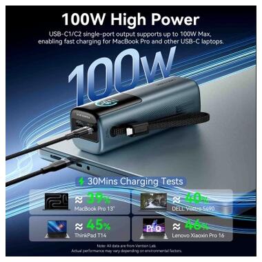 Батарея универсальная Vention 20000 mAh 165W Gray TFT Display Type (FKFH0) фото №7