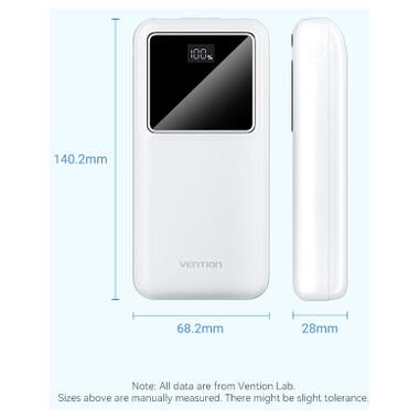 Батарея универсальная Vention 20000 mAh 22.5W Black LED Display Type (FHLB0) фото №2