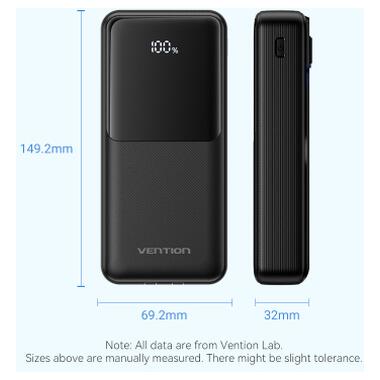 Батарея универсальная Vention 20000 mAh 22.5W with Built-in USB-C and Lightning Cables (FHPB0) фото №2