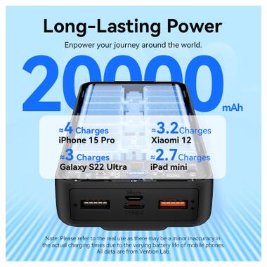 Батарея универсальная Vention 20000 mAh 22.5W with Built-in USB-C and Lightning Cables (FHPB0) фото №8
