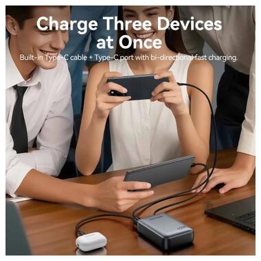 Батарея универсальная Vention 20000 mAh 45W Mini with Built-in USB-C Cable Gray (FHGH0) фото №7