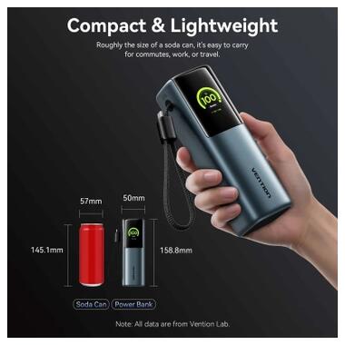 Батарея универсальная Vention 27000 mAh 200W Gray TFT Display Type (FKGH0) фото №12