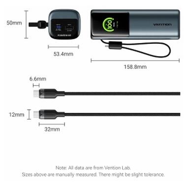 Батарея универсальная Vention 27000 mAh 200W Gray TFT Display Type (FKGH0) фото №2