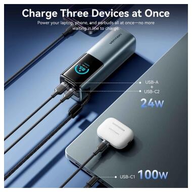 Батарея универсальная Vention 27000 mAh 200W Gray TFT Display Type (FKGH0) фото №9