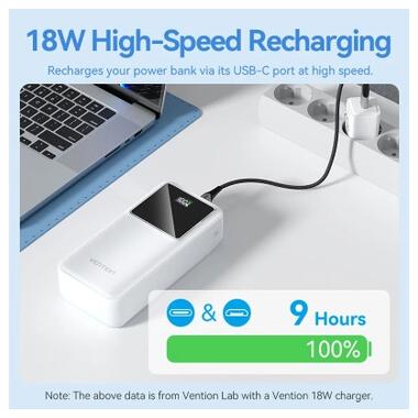 Батарея универсальная Vention 30000 mAh 22.5W Black LED Display Type (FHMB0) фото №8