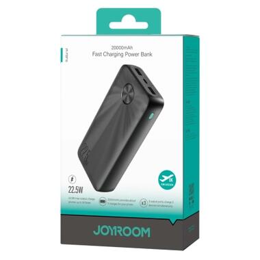 Батарея универсальная JOYROOM 20000mAh 22,5W PD, QC/3.0, 2*USB-A, USB-C In/Out Black (JR-PBF16) фото №2