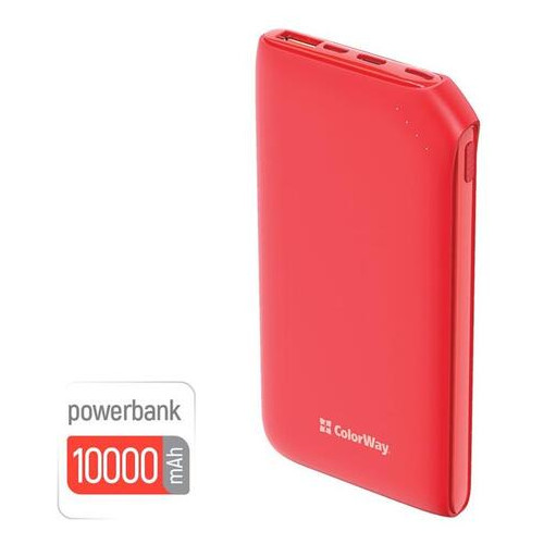 Універсальна мобільна батарея ColorWay Soft Touch 10000mAh Red (CW-PB100LPE3RD-PD) фото №2