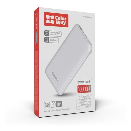 Універсальна мобільна батарея ColorWay Soft Touch 10000mAh White (CW-PB100LPE3WT-PD) фото №3
