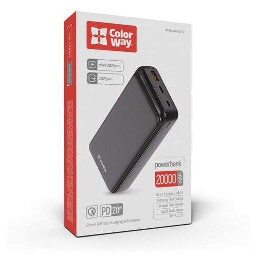 Універсальна мобільна батарея ColorWay Slim 20000mAh Black (CW-PB200LPG3BK-PD) фото №10