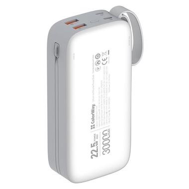 Універсальна мобільна батарея ColorWay 30000mAh White (CW-PB300LPA4WT-PDD) фото №3