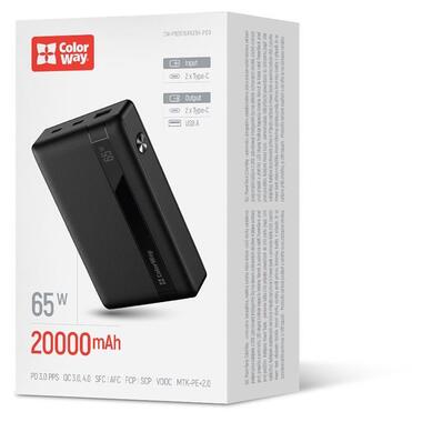 Универсальная мобильная батарея ColorWay Powerful 20000mAh Black (CW-PB200LPA3BK-PDD) фото №21