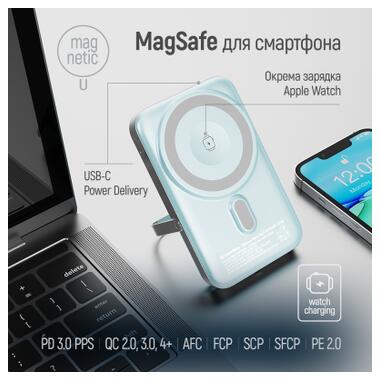 Батарея универсальная ColorWay 10 000 mAh PD/22.5W, 15W MagSafe & Watch Wireless Aquamarine (CW-PB100LPA2MT-WPDD) фото №8