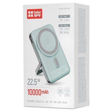 Батарея универсальная ColorWay 10 000 mAh PD/22.5W, 15W MagSafe & Watch Wireless Aquamarine (CW-PB100LPA2MT-WPDD) фото №5