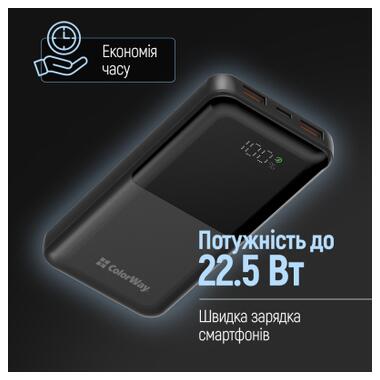 Батарея универсальная ColorWay 10 000 mAh PD/22.5W, QC/3.0, LCD, Black (CW-PB100LPB3BK-PDD) фото №9