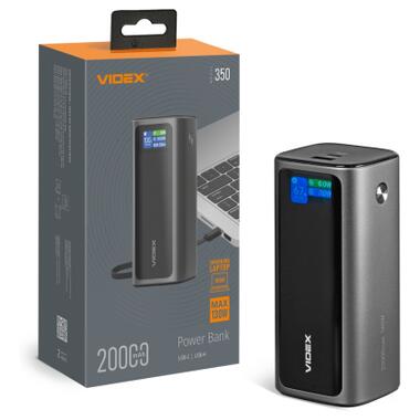 Батарея универсальная Videx 20000mAh 130W PD/100W TFT LCD Display (VPB-350-G) фото №1