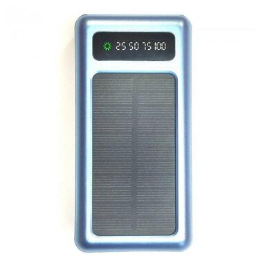 УМБ портативне зарядне Power Bank UKC Solar Z 8412 20000mAh, з кабелями та сонячною панеллю, синє фото №2