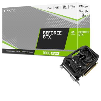 Видеокарта PNY GeForce GTX 1660 XLR8 Gaming Overclocked Edition (192bit) (1830/8000) (HDMI, DVI, DisplayPort) (VCG16606SFPPB-O) фото №1