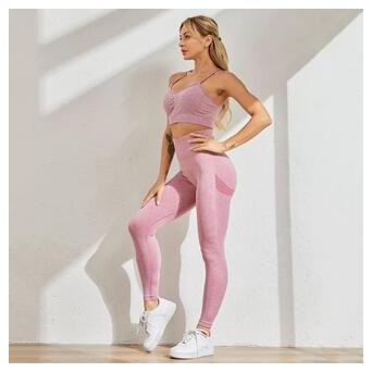 Легінси жіночі спортивні Fashion 6189 S рожеві фото №10