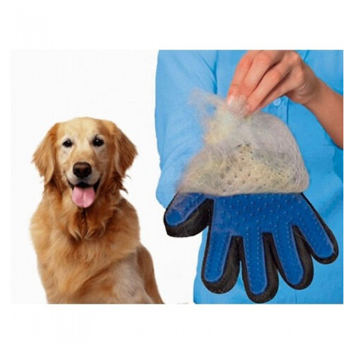 Рукавички для вичісування тварин True Touch Pet Brush Gloves, Синій/Чорний фото №5