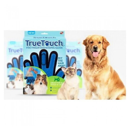 Рукавички для вичісування тварин True Touch Pet Brush Gloves, Синій/Чорний фото №2