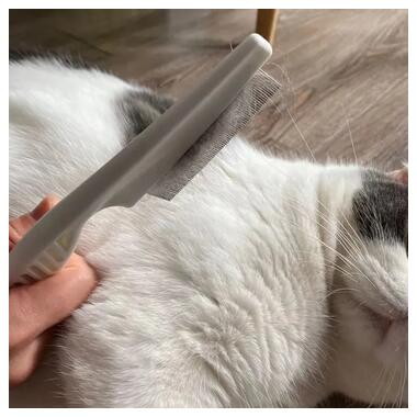 Гребінець Semi для вичісування бліх і вошей, для видалення шерсті та підшерстя у котів і собак 18 см Білий фото №3